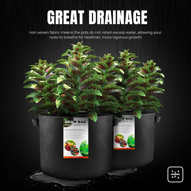 5 Pcs Premium Fabric Pots 5 Gallon Capacity Ideal Plant Growth Compatible Vegetables Mushrooms Potatoes Strawberries Outdoor & Indoor Black Unbranded