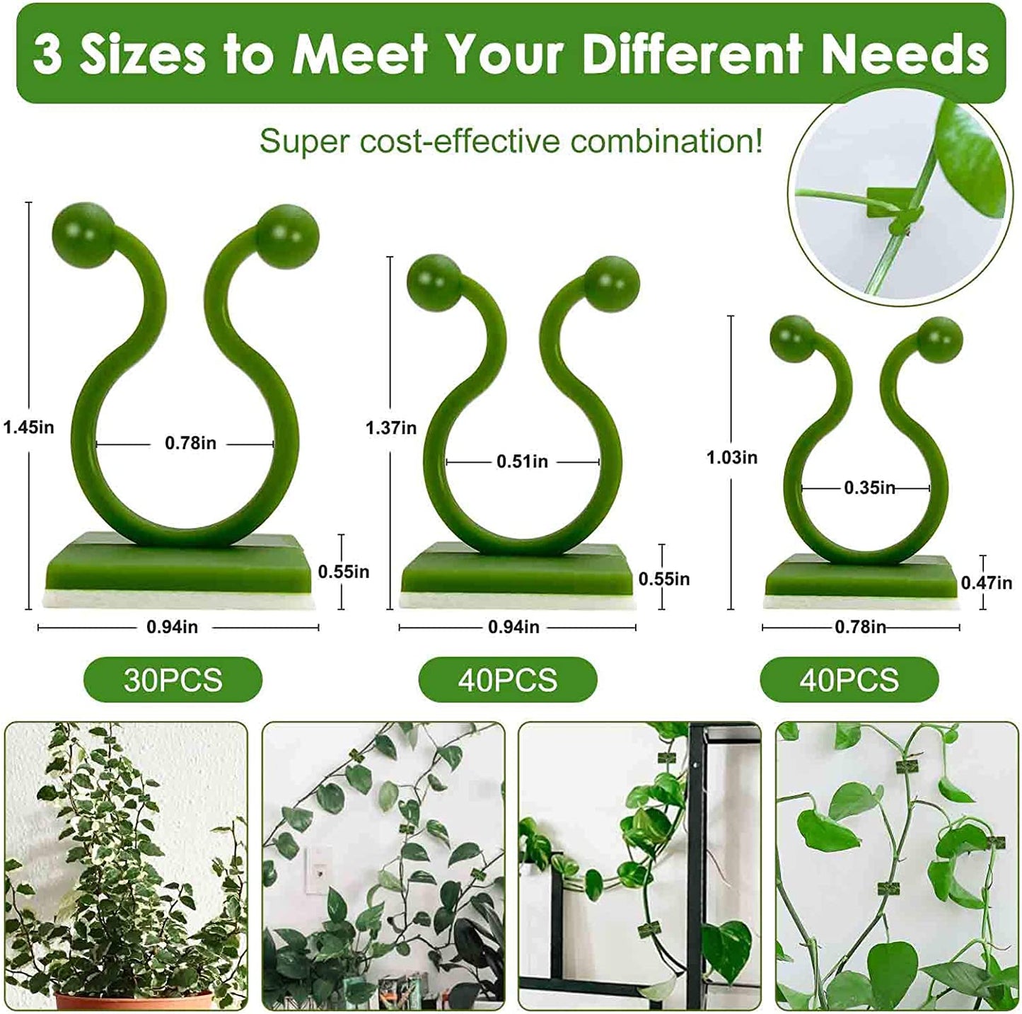 Plant Clips-Plant Climbing Wall Fixture Clips 110PCS, Invisible Clips for Climbing Plants，Self-Adhesive Plant Wall Clips for Plant Support, Sticky Plant Fixture Clips Plant Holder for Pothos