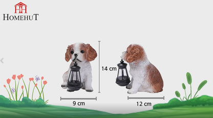 Garden Ornament Solar Powered Animal Dog Puppy Spaniel Lamp Decor Patio