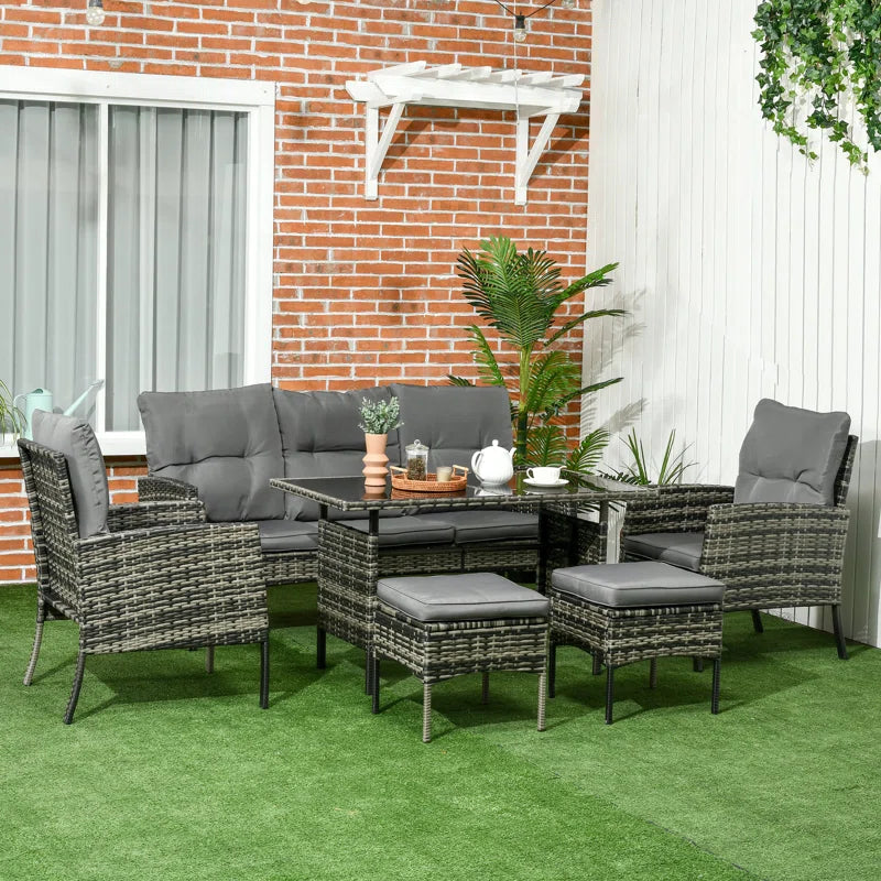 Dyani Wicker 6 - Person Garden Lounge Set with Cushions