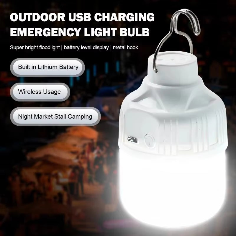 Outdoor USB Rechargeable LED Lamp Bulbs High Brightness Emergency Light Hook up Camping Fishing Portable Lantern Night Lights