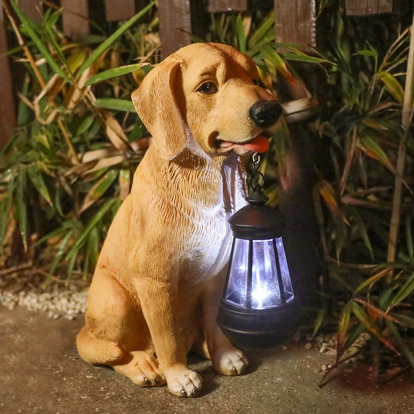 12.9" Dog Ornaments Decoration Garden Statue, Solar Lights