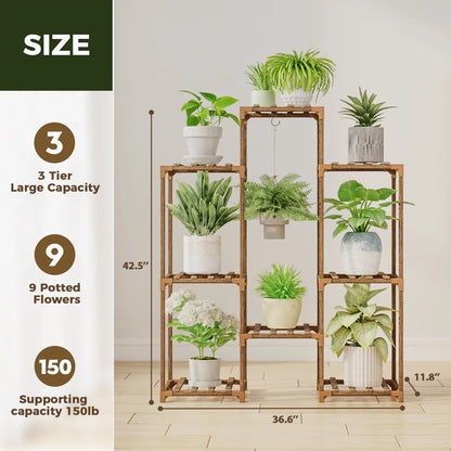 Outdoor Plant Stand Indoor Plant Rack Plant Shelf Wood Outdoor Tiered Plant Shelf for Multiple Plants Ladder Plant Holder