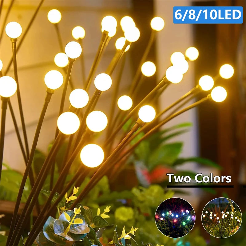 6/8/10 LED Solar Garden Lights Powered Firefly Lights Outdoor Garden Decoration Landscape Lights Firework Firefly Lawn Lamps