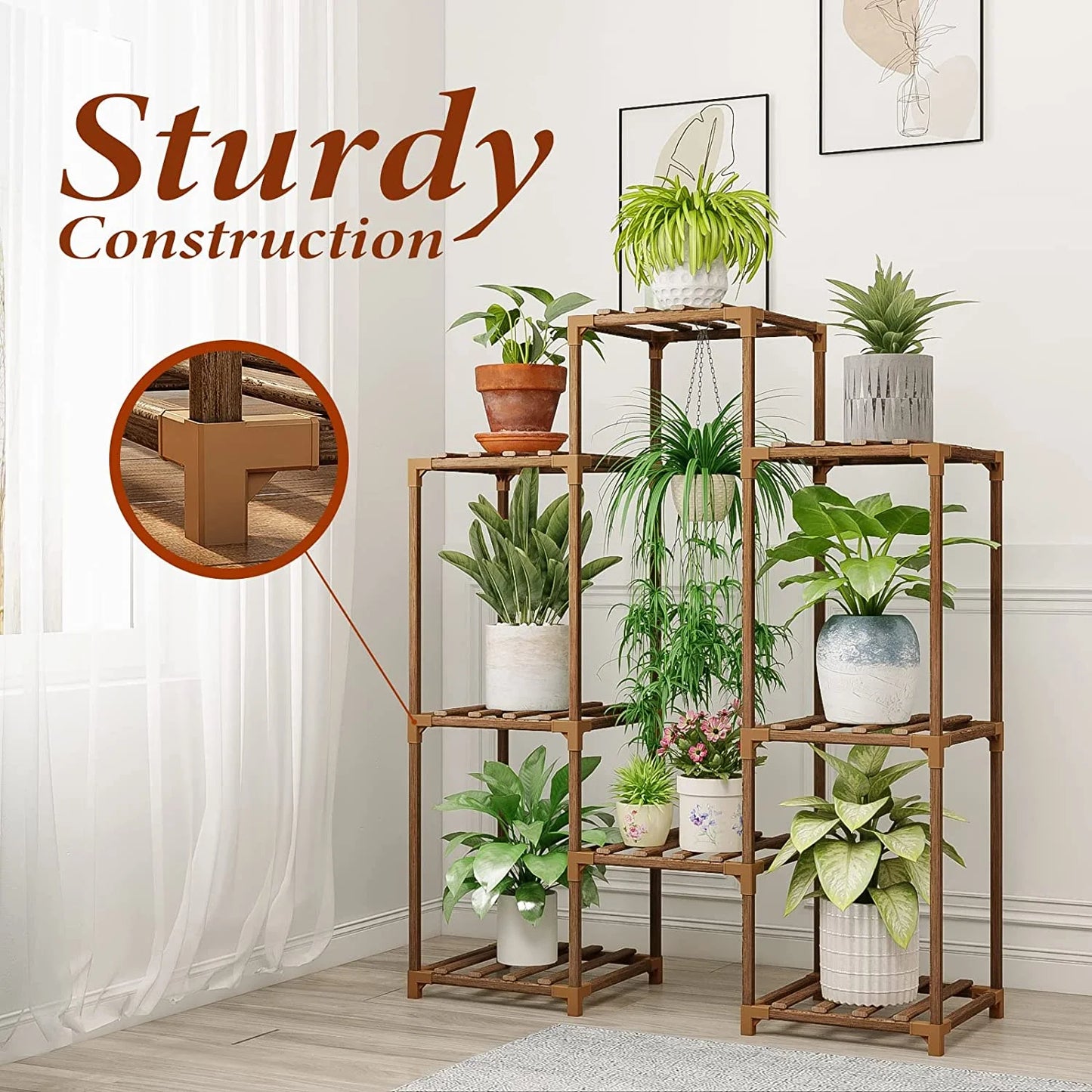 Outdoor Plant Stand Indoor Plant Rack Plant Shelf Wood Outdoor Tiered Plant Shelf for Multiple Plants Ladder Plant Holder