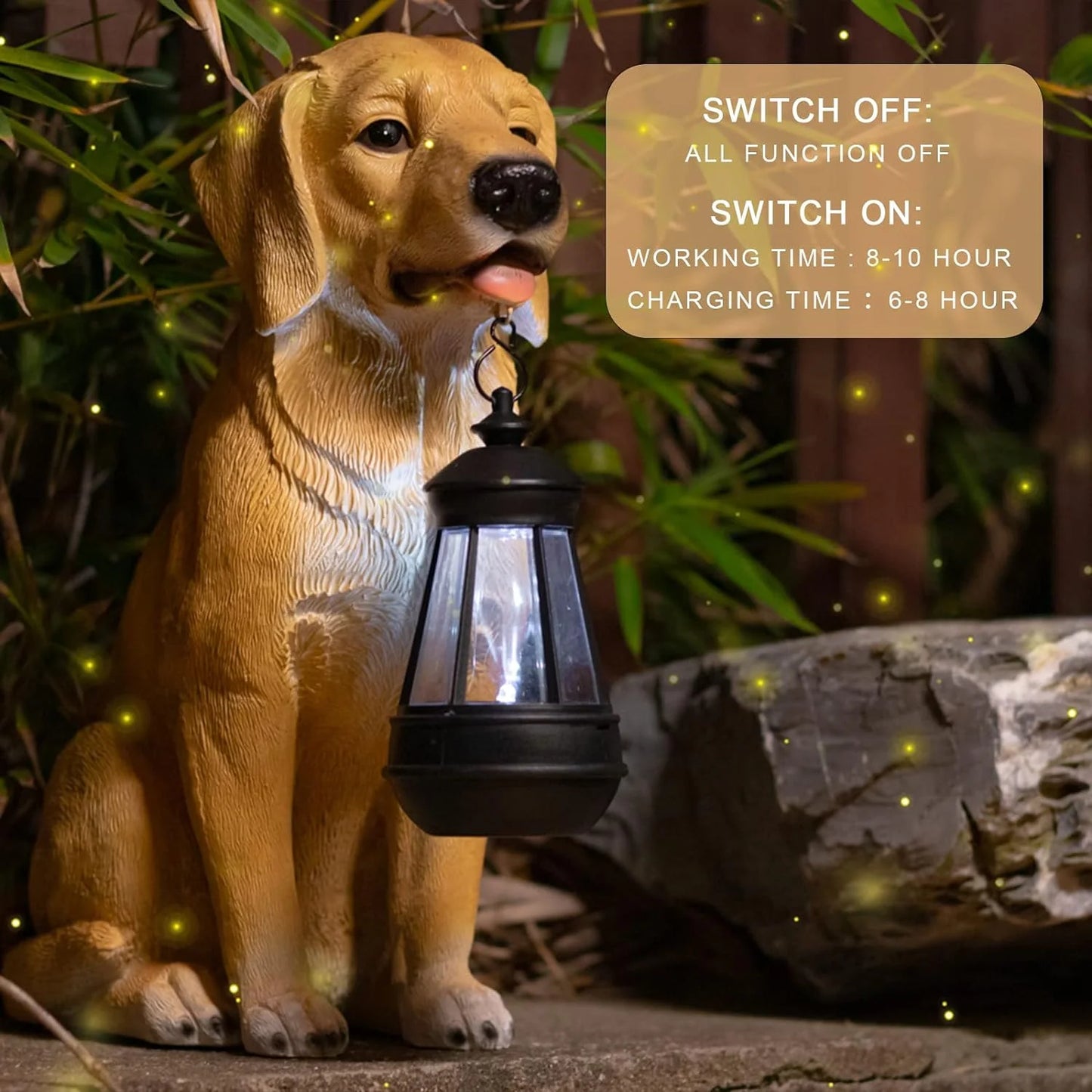 12.9" Dog Ornaments Decoration Garden Statue, Solar Lights