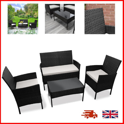 4 Pc Garden Furnite Sets Conservatory Balcony Indoor Outdoor Tea Coffee Sofa Set