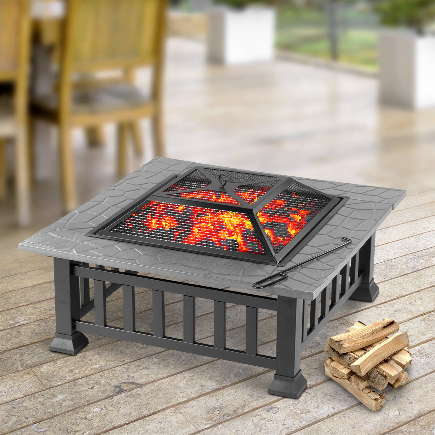 GARDEN FIRE PIT OUTDOOR WOOD LOG BURNER PATIO HEATER STEEL METAL CAMPING BRAZIER