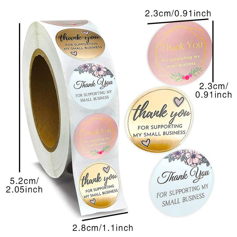 Room Decor Thank You Pattern Package Sealing Sticker, 500Pcs/Roll round Mini Label Sticker, DIY Decorative Paper Decal for Gifts Party Business, School Supplies 2024