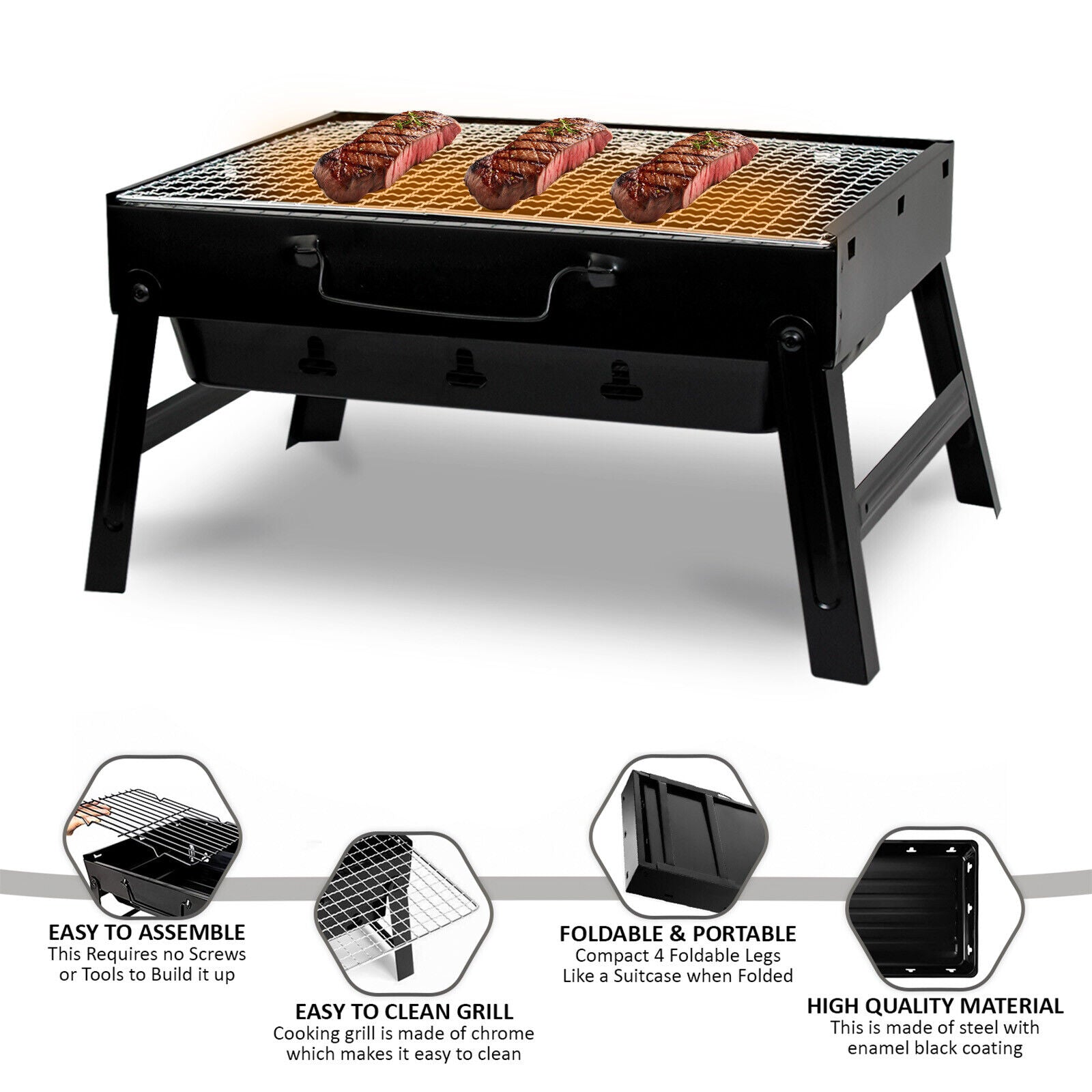 Portable Folding Charcoal BBQ Barbecue Camping Grill Travel Picnic Outdoor