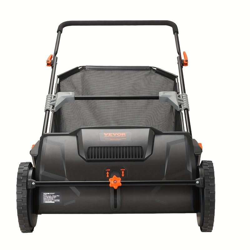 21-Inch Wide Leaf & Grass Collector Push Lawn Sweeper - Durable Thickened Steel Construction, Strong Rubber Wheels, 2 Spinning Brushes, 3.5 Cu. Ft. Large Capacity Mesh Collection Hopper Bag, Easy to Use and Store, Perfect for Lawn Care and Yard Main